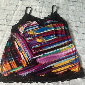 Lane Bryant Colors & Lace Tank Top